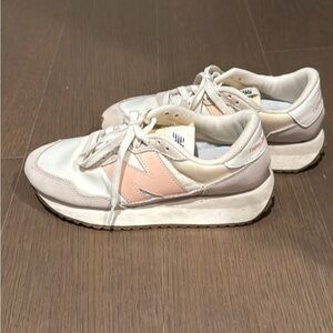 New Balance Women's Cream and Pink Sneakers